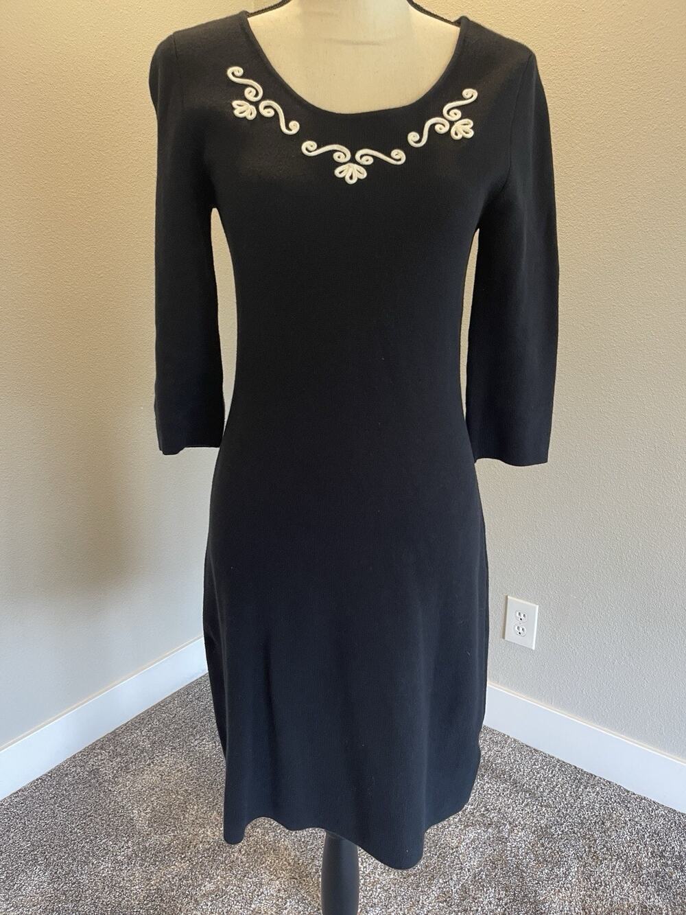 Hanna Andersson Women's Knit Combed Cotton Sheath Dress 3/4 Sleeve Size XS